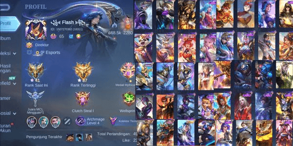 Gambar Product AKUN MOBILE LEGEND MURAH GG [ZODIAC LUNOX HILDA ZHASH HELCURT LIMIT ALPHA STAR TAHUNAN LESLEY MSC PHARSA DM UTU 1003 EX GLORY] HERO 132 SKIN 211