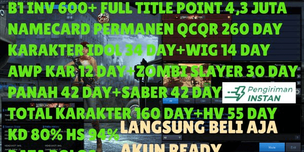 Gambar Product B1 INV 600+ FULL TITLE POINT 4.3 MILLION QCQR 260 DAY IDOL CHARACTER 34 DAY+WIG 14 DAY NAMECARD PERMANENT KD 80% HS 94%
