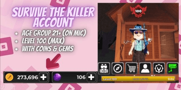 Gambar Product Account Survive The Killer | Level 100 | 273k Coins