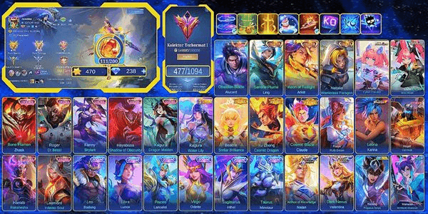 Gambar Product 479 SKINS | WINRATE SUPER | LEGEND ALUCARD | 3 COLLECTOR LING & ARLOT | 3 PRIME | 6 ZODIAC | 2 ASPIRANT | 36 LIMITED | 41 RARE SHOP | EPIC RECALL |