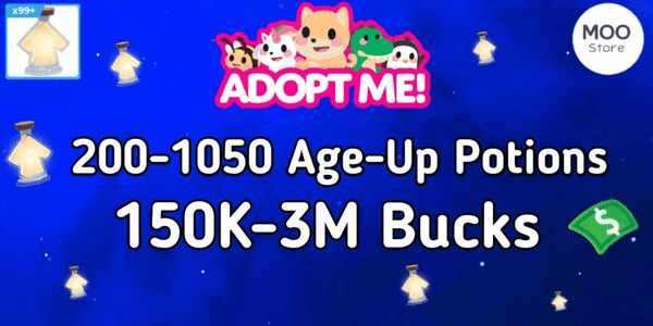 Gambar Product Akun Adopt Me Bonus Potions + Bucks + Bonus Pets