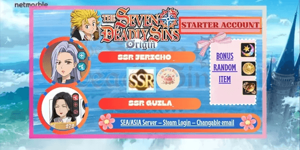 Account 7DS Origin - SSR Jericho & SSR Guila - SEA/ASIA Server