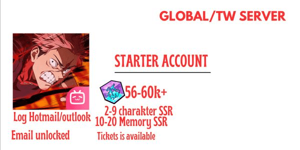 Gambar Product [Global/TW Server] Reroll Account Jujutsu Kaisen Main Edition