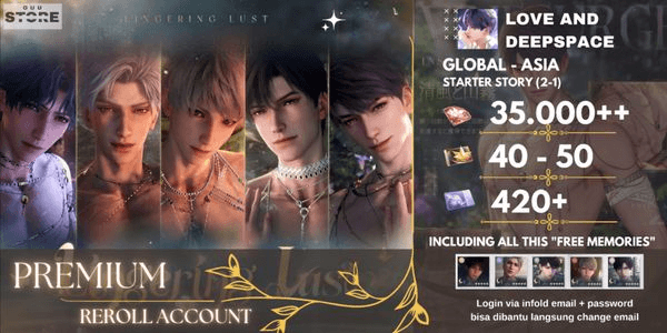 Gambar Product REROLL ASIA - LOVE AND DEEPSPACE PREMIUM ACCOUNT
