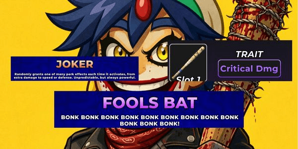 Gambar Product Cheap Starter Account Cosmic Fools Bat Weapon [Critical DMG Traits] + Divine Joker | Hunty Zombie
