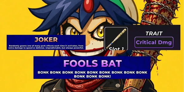 Cheap Starter Account Cosmic Fools Bat Weapon [Critical DMG Traits] + Divine Joker | Hunty Zombie
