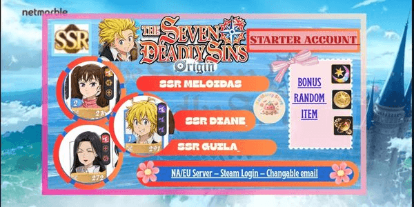 Gambar Product Akun 7DS Origin - SSR Meliodas + SSR Dianne & SSR Guila - EU Server