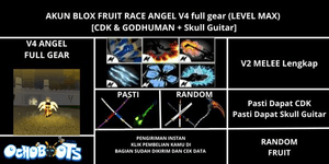 Akun Blox Fruit Race ANGEL V4 Full Gear (Godhuman + CDK + Soul Guitar) [Level MAX]