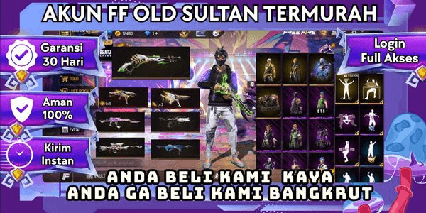 Gambar Product AKUN FF LVL 60 OLD SULTAN EVOGUN 2,  M1887 LUMUT, BUNDLE OLD SENJATA 203 VAULT 176 EMOTE 19 KATANA  1 VARIAN