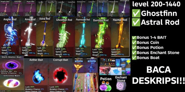 Gambar Product MANY ROD BONUS ACCOUNT + BONUS COIN - FISH IT