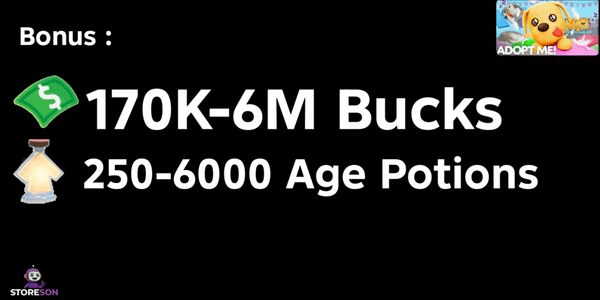 Gambar Product Akun Bonus Banyak Age Potions + Bonus BUCKS - Adoptme
