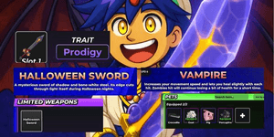 저렴한 스타터 계정 무기 Divine Halloween Sword [Prodigy Traits] + Mythic Vampire | Hunty Zombie
