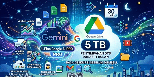Google Drive 5TB + Gemini AI 1MONTH | Private Google Drive