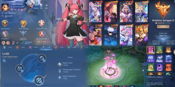 Gambar Product ML Account Sultan Skin 564 Hero Max Emblem Max. 3 Leg, 8 Aspi, 2 Zenith, 6 kof, jjk xavier, 4 Colec, 90 Epic+. Safe account anti hackback