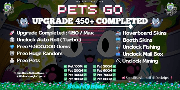 Gambar Product Pets Go Account | Upgrade Completed 450+ | Unlocked Trade & Booth | Instant Delivery