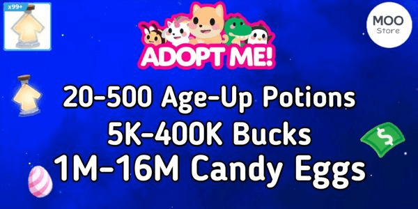Gambar Product Akun Adopt Me Bonus Bucks + Bonus Age-Up potions