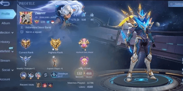 ML Draw Magic 173 | Zaarrrrr | (LV 108) |  | 3 LEGEND GUSION+FRANCO+QUINEVERE | 3 KOF | 3 COLLECTOR | ABYSS MOSKOV | SKIN 466 | EMBLEM MAX