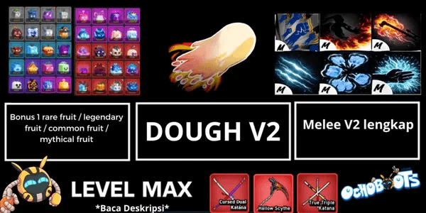 AKUN LEVEL MAX GODHUMAN + DOUGH V2 + BONUS FRUIT
