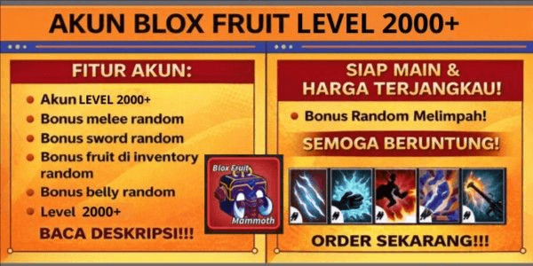 Gambar Product AKUN LEVEL 2000+ MAMMOTH FRUIT DI INVENTORY