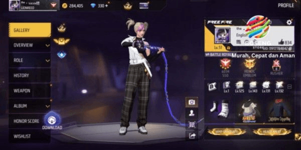 Gambar Product Akun FF Berskin Banyak GG Murah Ber SG 96