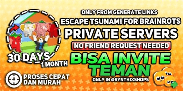 Gambar Product Escape Tsunami For Brainrots Private Server 1 Bulan Termurah