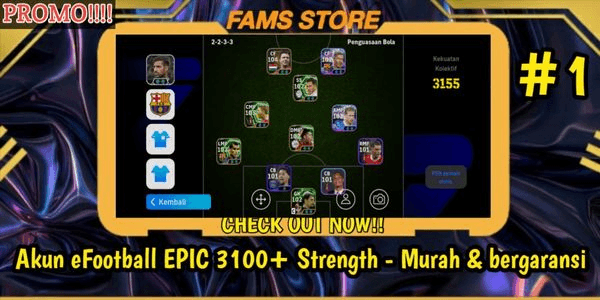 Gambar Product Akun eFootball EPIC 3100+ Strength - Murah & bergaransi