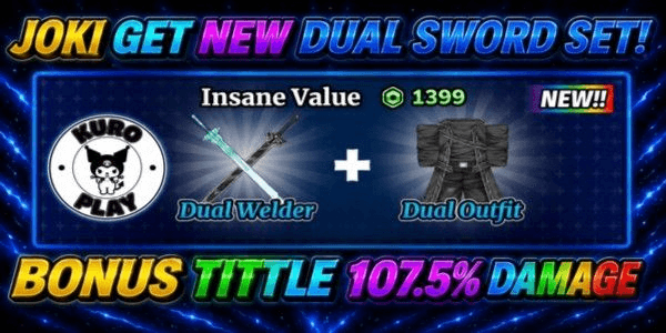 Gambar Product Joki Get New Dual Swordsman Set + Bonus Title 107.5% Damage | Sailor Piece