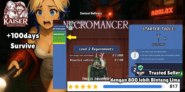 Gambar Product Cheap Account 5 Star Class Necromancer + Bonus 100 Days Survive | 99 Nights In The Forest