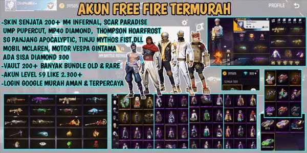 Gambar Product AKUN FREE FIRE TERMURAH AMAN & TERPERCAYA