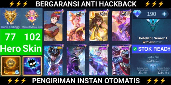 Gambar Product Gaara Vale Mystic Meow Julian & Lesley & Silvana MYTH2024 Clint Saint Seiya Badang Dragon Ling Diamond 190 High Rank Mythic Glory Hero 77 Skin 102
