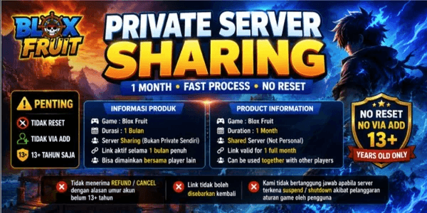 Blox Fruits • Private Server Blox Fruits 1 Month (SHARING)