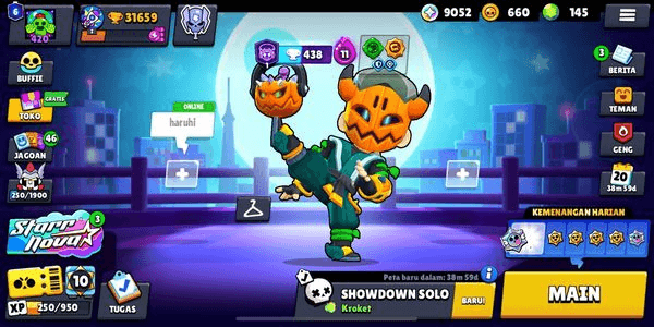Gambar Product Brawls 101 > Trophy 31659 > Brawls Max 36 Hypercharged 14 > Gems 145 > Skin 250 Akun 2021 > Coin >> 660 >> bling 9052
