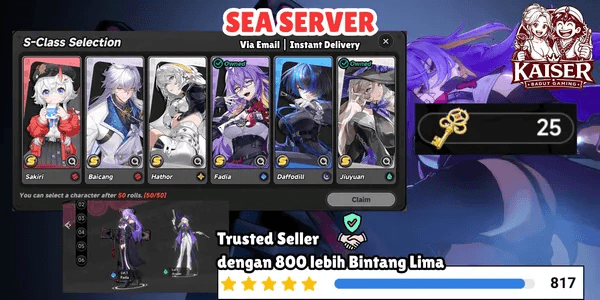 Cheap Account (SEA Server) HL3 Fadia, Jiuyuan + 2 Box S-Rank Selector On, 1x S-Rank Sign Arc Selection | NTE Neverness to Everness