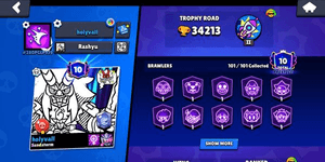 OLD ACCOUNT 2024 10 PRESTIGE STRONG ACCOUNT 34K TROPHY 101 BRAWLERS 38 POWERLEVEL 35 HYPERCHARGER TOTAL SKIN 304
