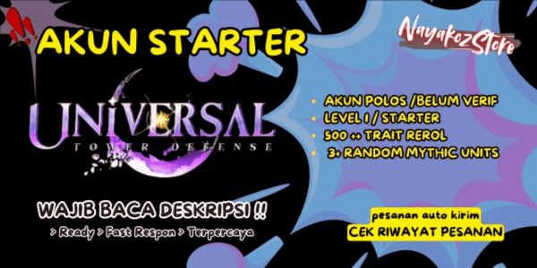 Gambar Product Akun Starter (3+ Unit Mytic - Lvl 1- 500+ Trait - [Universal Tower Defense X])