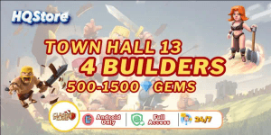 Town Hall 13 | 4 Builder | 500-1500 Gems - Clash of Clans