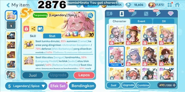2876 - ACCOUNT GET RICH LEGENDARY COSTUME SPICA. LEGENDARY COSTUME CARMEN. EVO SIRIUZ. LEGENDARY AURORA. LEGENDARY NARI. LEGENDARY GLOWNY