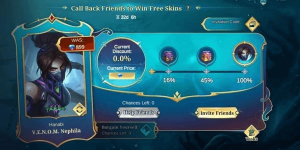 Gambar Product Callback Friends ML Undang Teman Kembali Gratis 1 SKIN EPIC 7-8 TAP FULL 100%