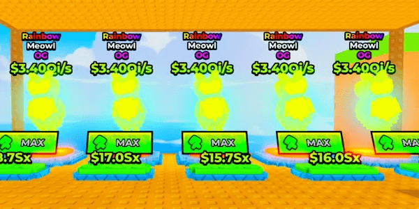 Build Bridge To Brainrots> Rainbow Meowl Lv.MAX