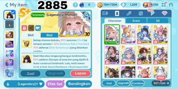 2885 - GG ACCOUNT OP LEGENDARY COSTUME MOMOKI. LEGENDARY COSTUME FEMALE CATHY. LEGENDARY COSTUME SERENA. LEGENDARY MARINA. EVO KIKI. ETC
