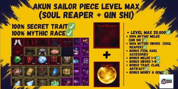 Gambar Product AKUN LEVEL MAX + MYTHIC SWORD + MYTHIC MELEE | SAILOR PIECE
