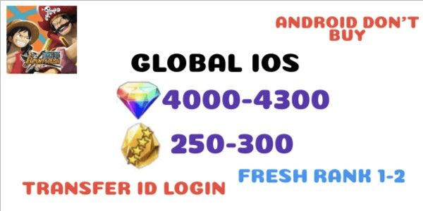 Akun Gacha One piece Bounty Rush Global IOS lite