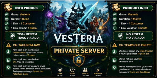 Gambar Product Vesteria - Private Server 1 Month (PRIVATE)