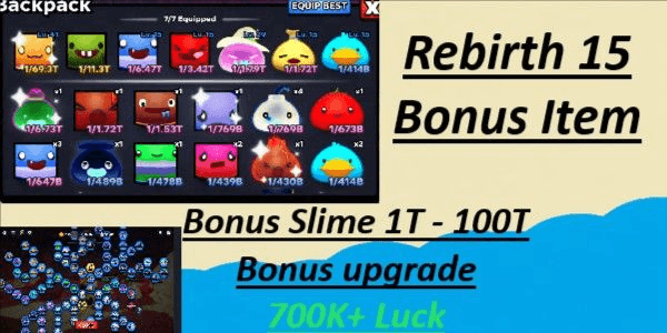 Gambar Product Account Slime Rng | Rebirth 15 | Bonus Item