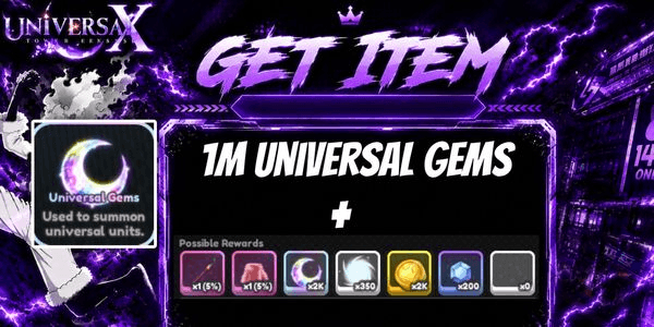Gambar Product Joki Get 1M Universal Gems - Universal Tower Defense X