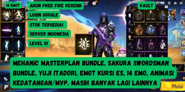 Gambar Product FREE FIRE ACCOUNT NEWBIE LEVEL 20