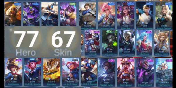 Gambar Product (787) Akun Mobile Legend GG Murah ( Hero + Skin Banyak )