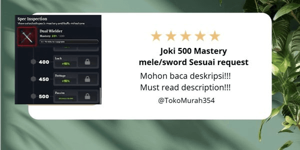 Gambar Product Joki 500 Mastery mele/sword Sesuai request