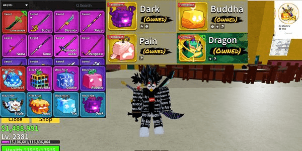 Gambar Product ( Akun Blox Fruit permanent Dragon Anti hack back aman )