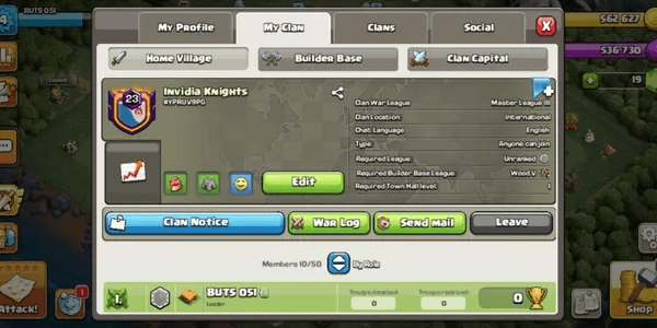 Clan Level 23 Cool Nick Capital Level 10